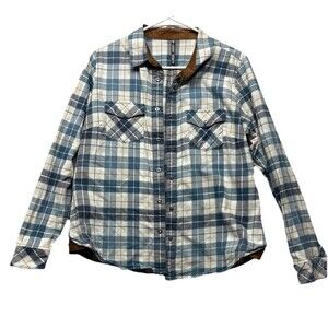 Kuhl Women's Shirt M Plaid Flannel Tess 8457 Camping Hiking Ladies Shirt Blue